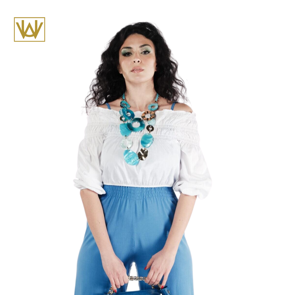 Blusa in cotone con dettaglio arricciatura